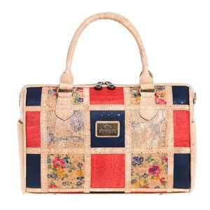Montado Vegan Cork Handbag with Patchwork Pattern